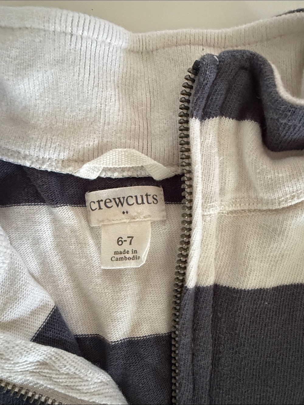 Crewcuts Navy and White Striped Half-Zip Sweater - Picture 2 of 2